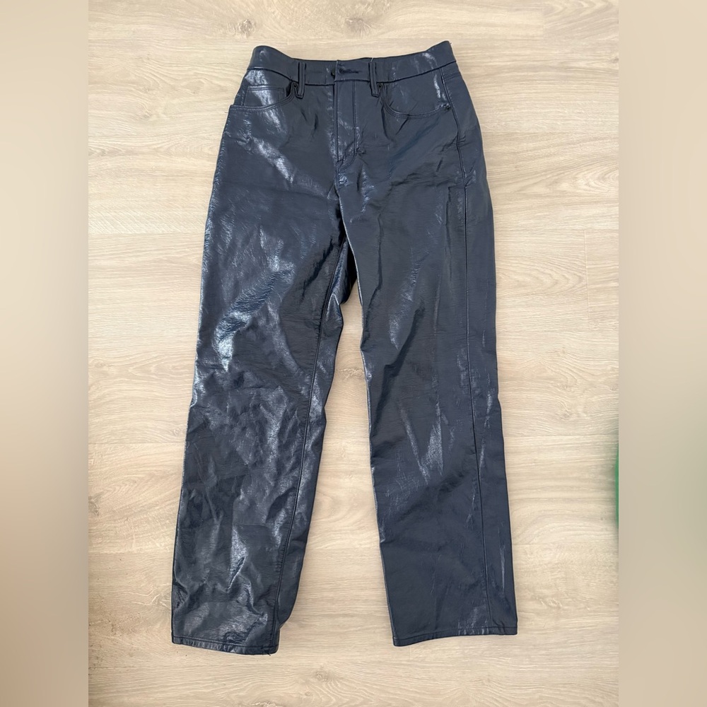Good American Good ‘90s Vinyl High Waisted Pants in Navy
